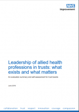 Leadership of allied health professions in trusts: what exists and what matters: An evaluation summary and self-assessment for trust boards